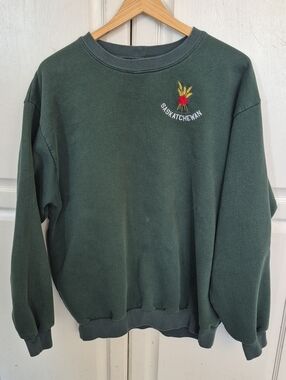 Dark Green Saskatchewan Embroidered Crewneck Sweatshirt